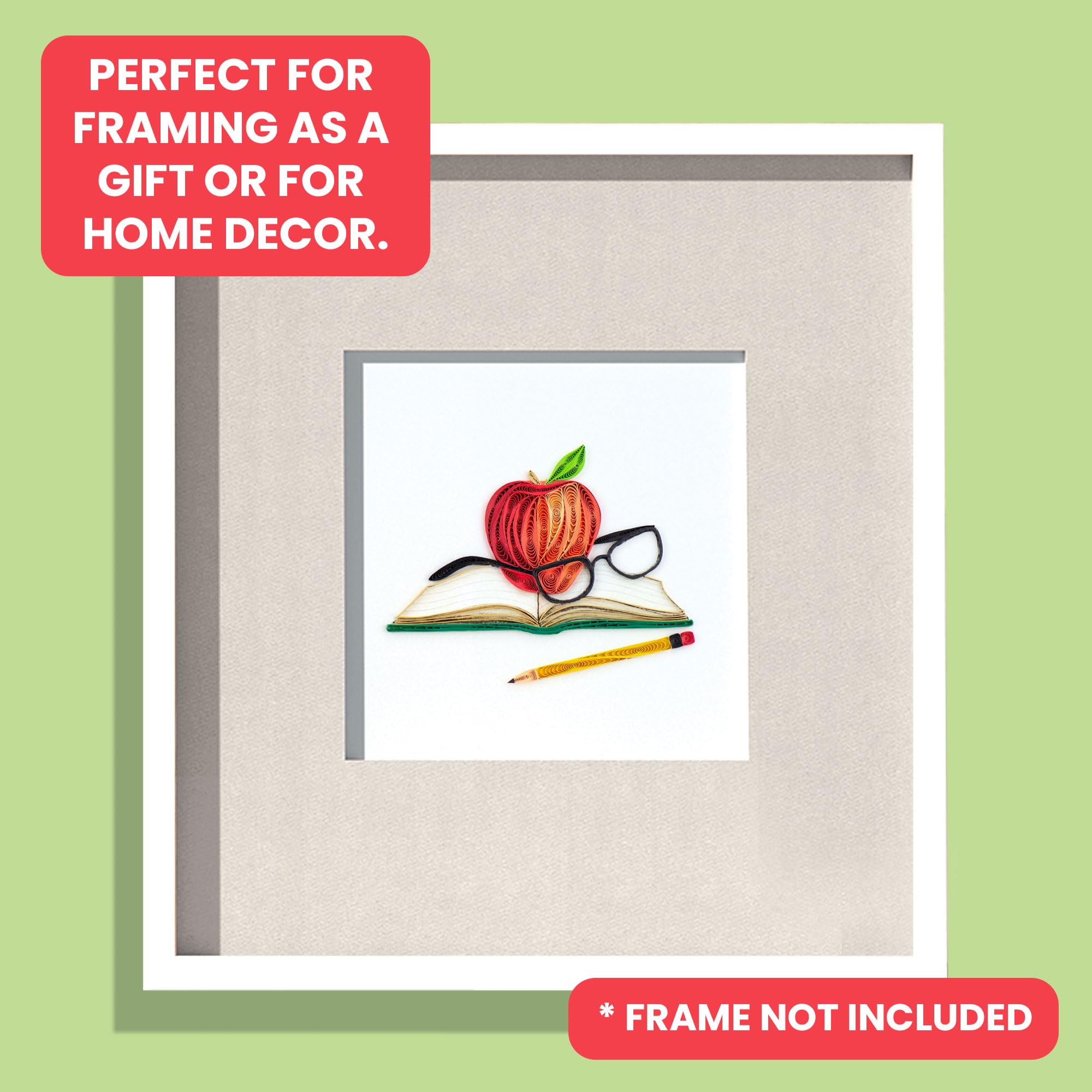 Quilling A Teachers Apple Thank You Teacher Hand-Finished Art Greeting Card Frameable Art - Image 2