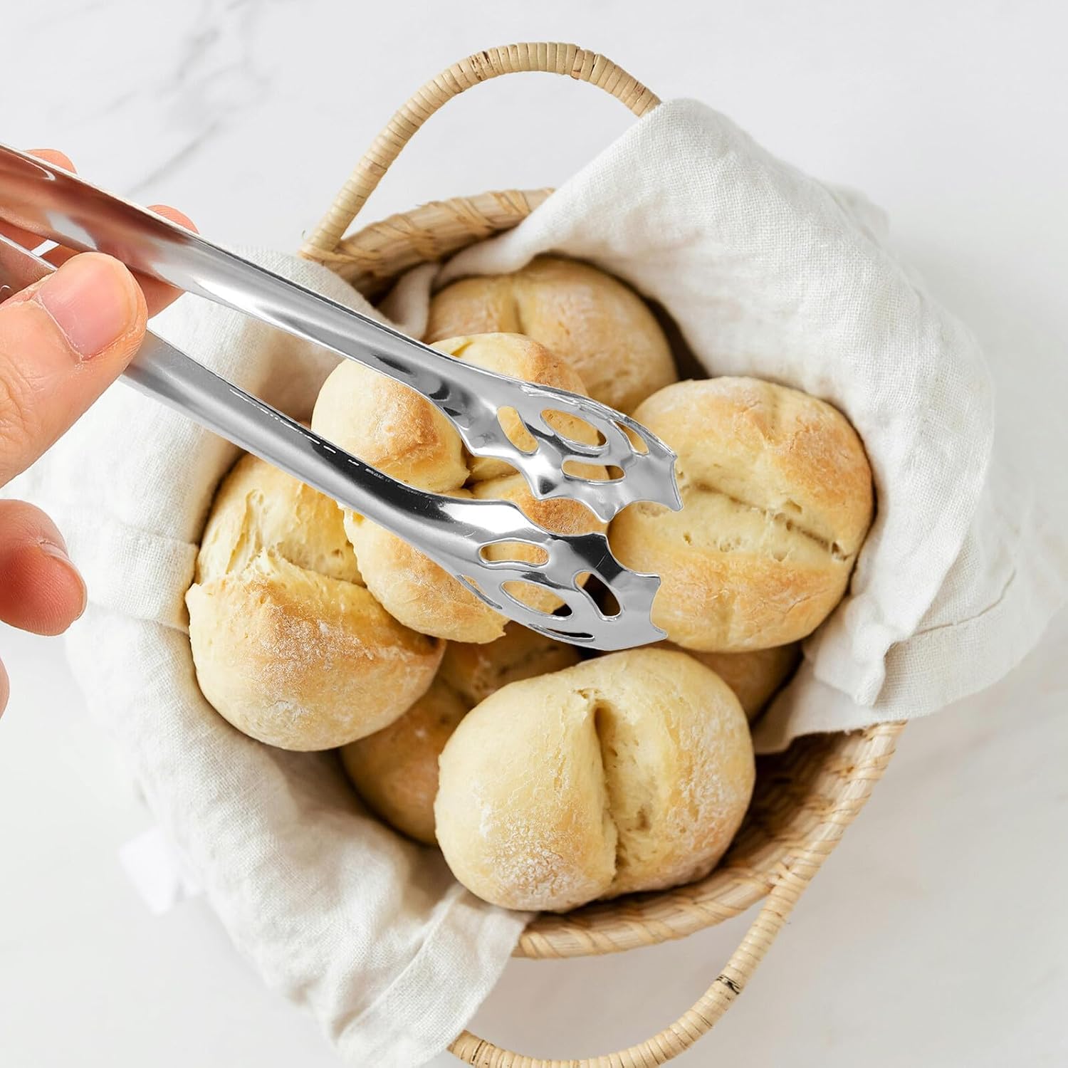 Stainless Steel Food Serving Tongs, One Handed Anti Scalding Buffet Clips