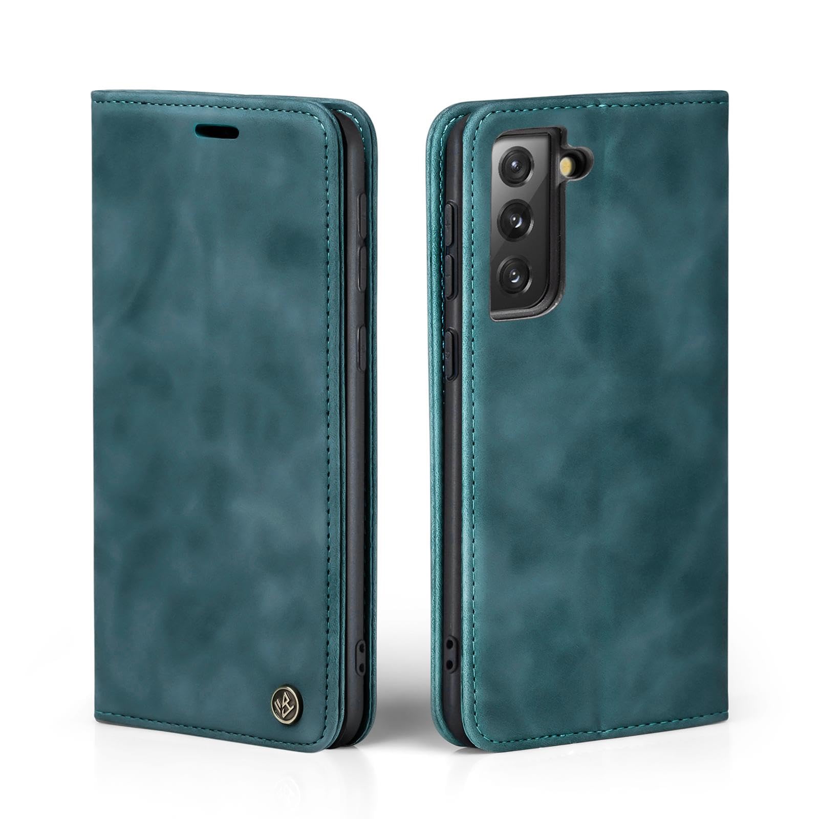 LBH Handyhülle mit Kartenfach, Standfunktion, Magnetverschluss – Petrol Blau für Samsung Galaxy S21 FE