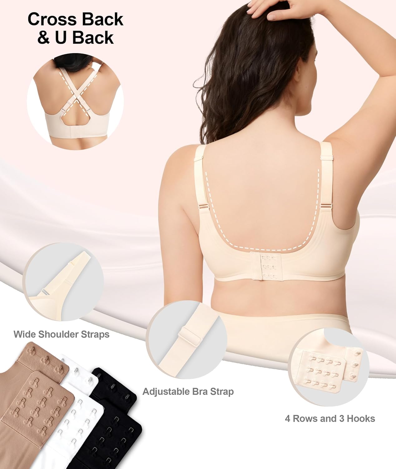 Wireless Jelly Bras for Women,Supportive Seamless T-Shirt Bras,Push Up Comfortable No Underwire Bra with Everyday Bras - Image 2