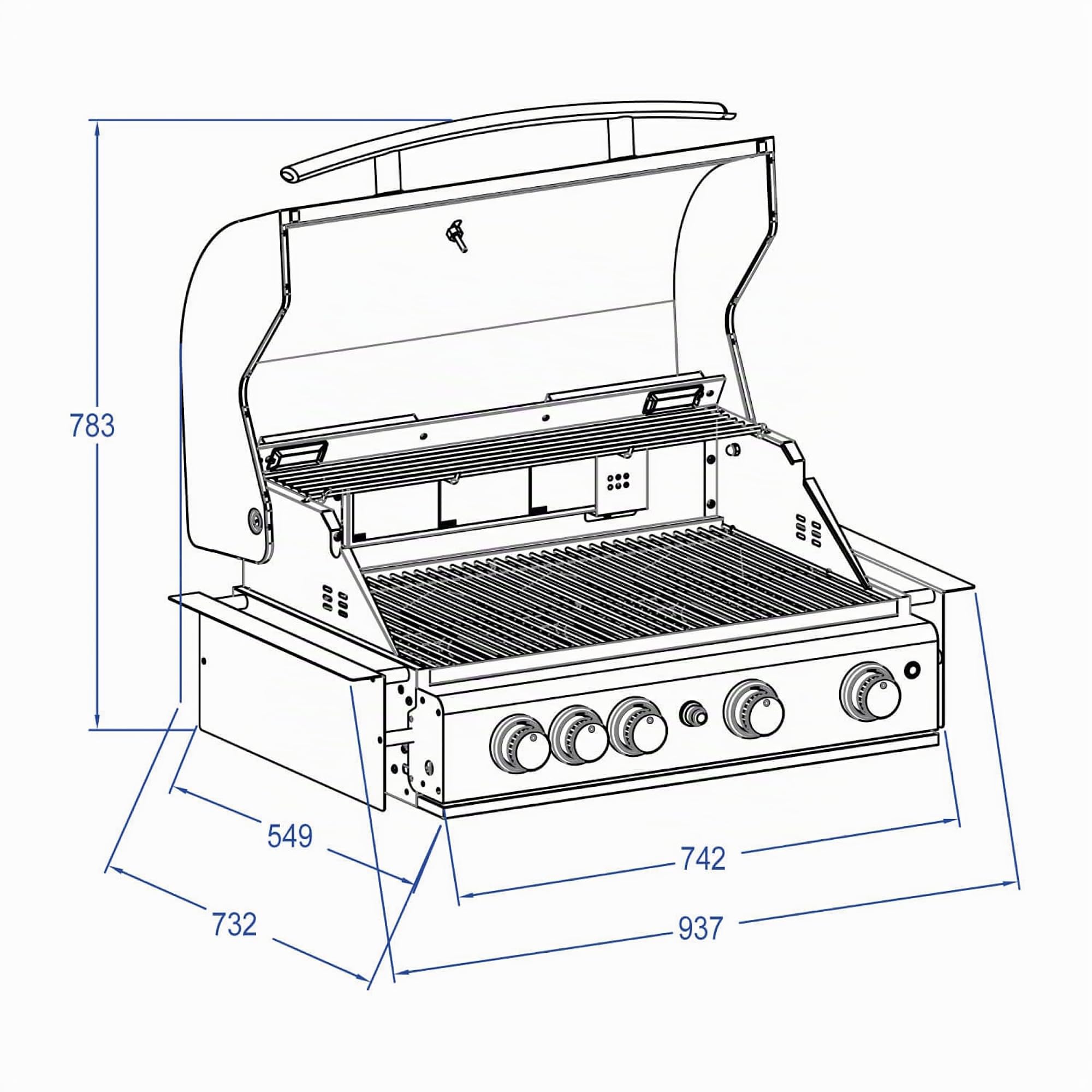 Top-Line Chef L Built-In Gasgrill Einbaugrill Edelstahl Air System 4 Brenner/Backburner