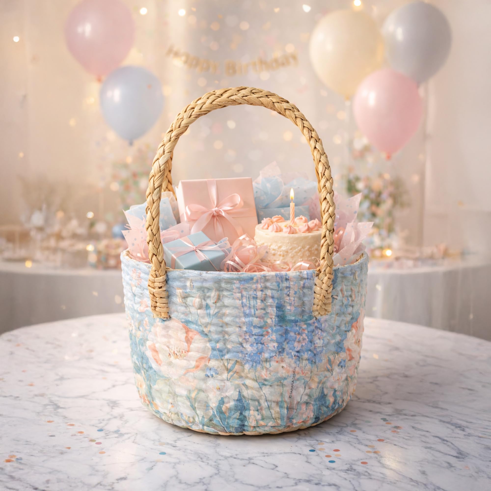 Habere India-All the Cultures Fabricating India Gift Hamper Baskets | Cane Round Hamper | Fruit Baskets | Organiser Basket | Baby Basket for Clothes (Design19: L22 x W22 x H15 cm)-picture-15