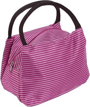 Ruilogod Stripe Pattern Women Toiletry Makeup Pouch Holder Handbag Cosmetic Bags Fuchsia id a0f fbb 822 6aa 8b6