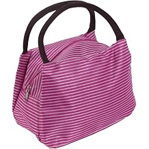 Ruilogod Stripe Pattern Women Toiletry Makeup Pouch Holder Handbag Cosmetic Bags Fuchsia id a0f fbb 822 6aa 8b6