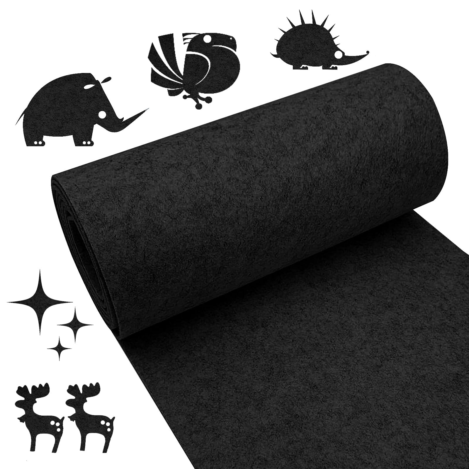 Felt Sold by the Metre Felt Roll 3 mm, Felt Fabric Craft Felt, Felt Mat, Felt for Crafts, Black, 30 x 250 cm