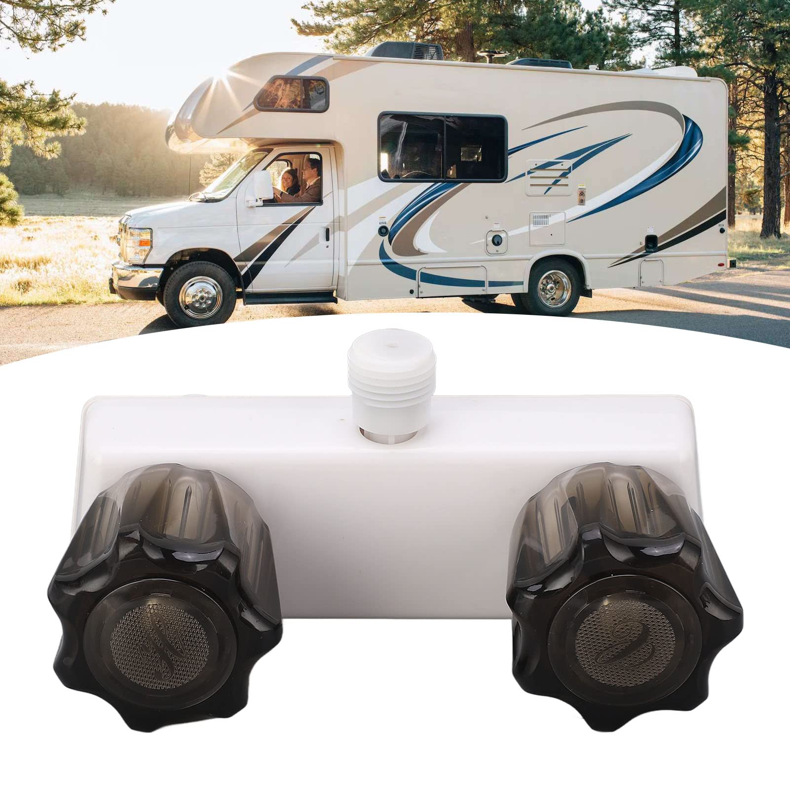 BORDSTRACT Rubinetto Camper, Miscelatore Doccia Camper con Valvola Miscelatrice e 2 Manopole, Deviatore Rubinetto Per Doccia Per Roulotte, Sostituzione Per Bagni di Camper(Bianco)