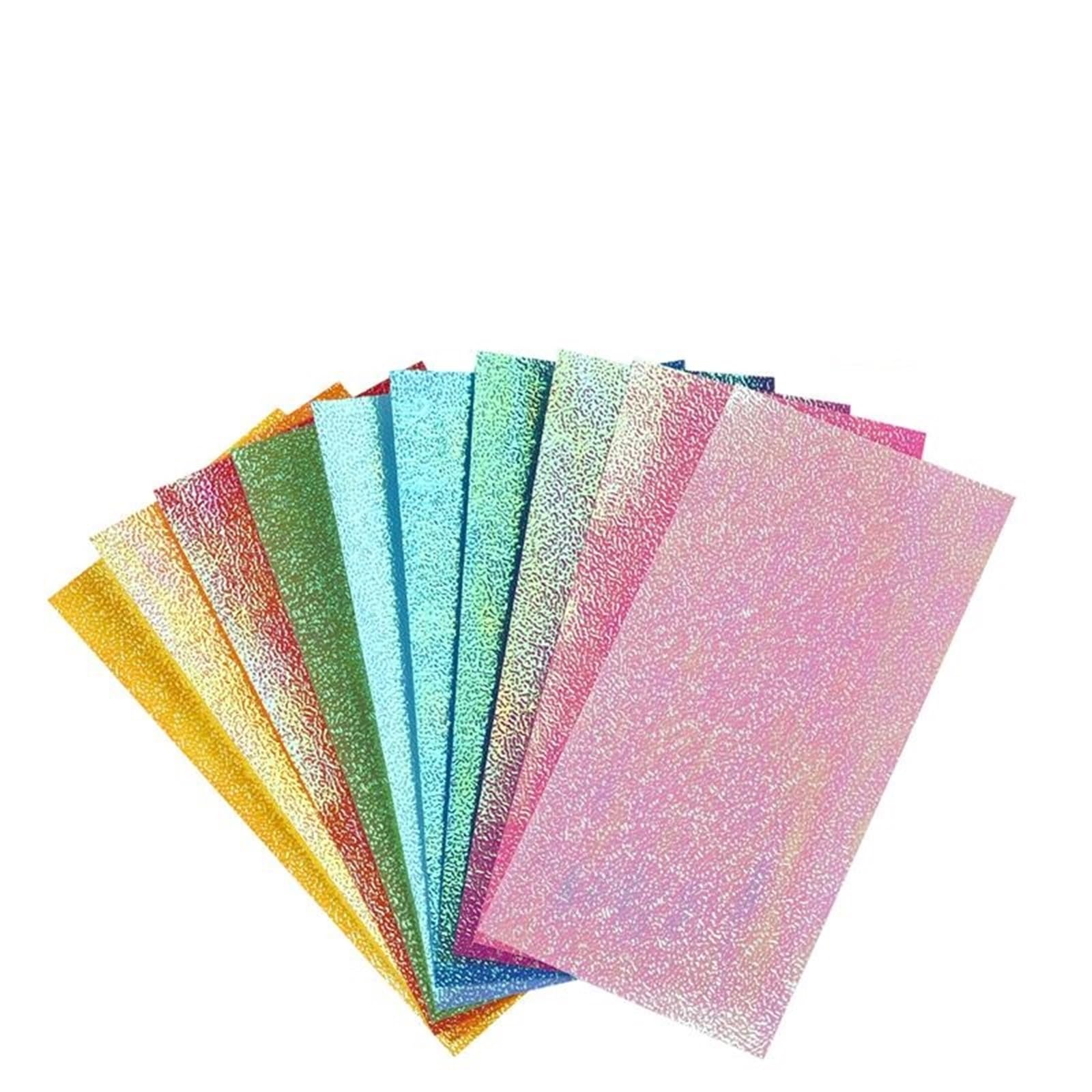 100 Stück Mix Perlglanzpapier Buntes Glitzer Origami Kinder Handgefertigte Materialien DIY Scrapbooking Faltbastelpapier Quadrat Für Handgefertigte Dekorationen(7x14cm)