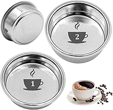 Scettar 2 Pezzi 51mm Filtri da Caffè in Acciaio Inossidabile, 1Tazze 2 Tazze Cestello per Filtro Pressurizzato a Doppio Strato da Compatibile con le Macchine da Caffè Cecotec Ufesa Delonghi Breville