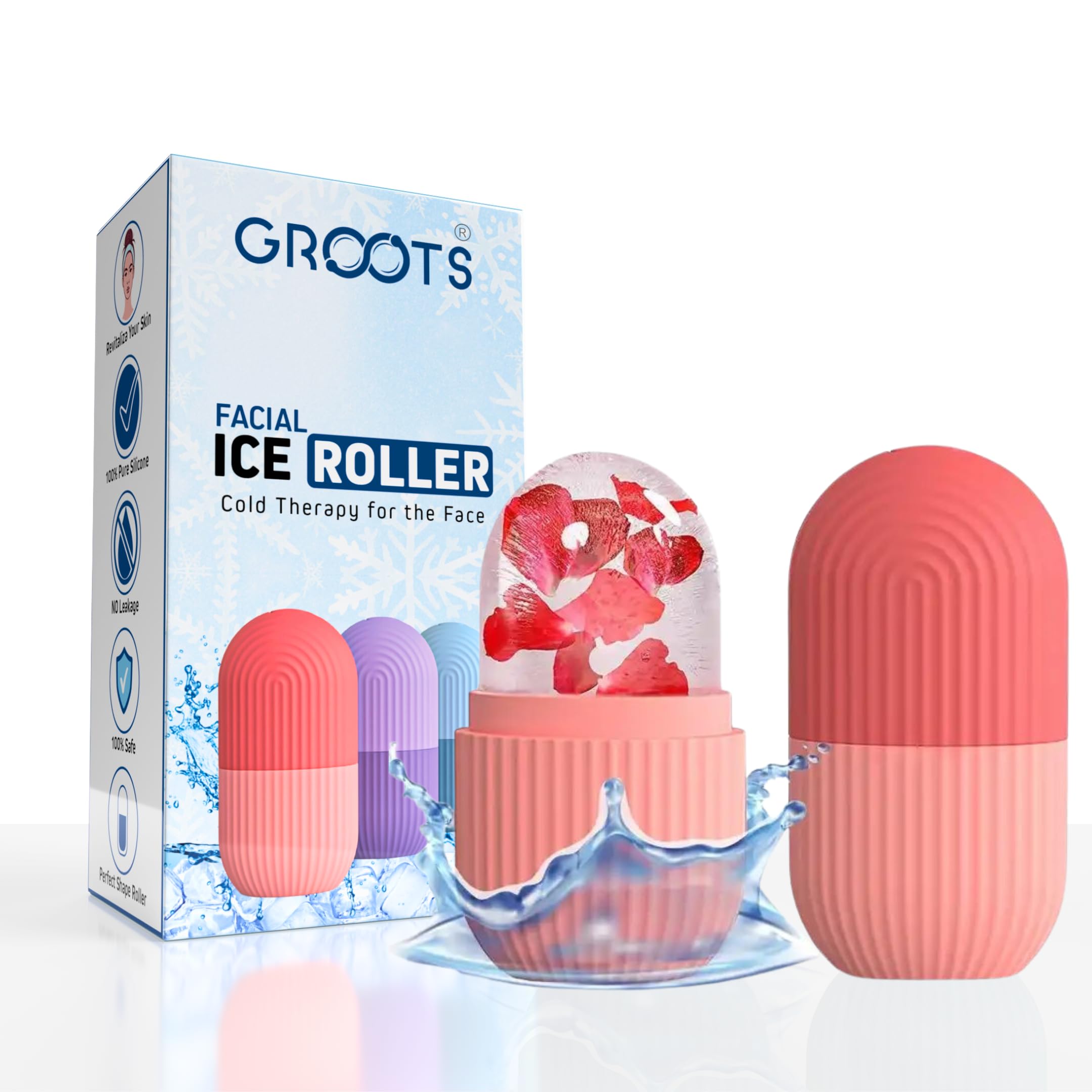 Ice Roller for Face | Ice Roller for Face Massager | Face Ice Roller for Men & Women | Ice Cube Roller for Glowing Skin & Puffy Eyes | Reusable & Unbreakable (Multi color)