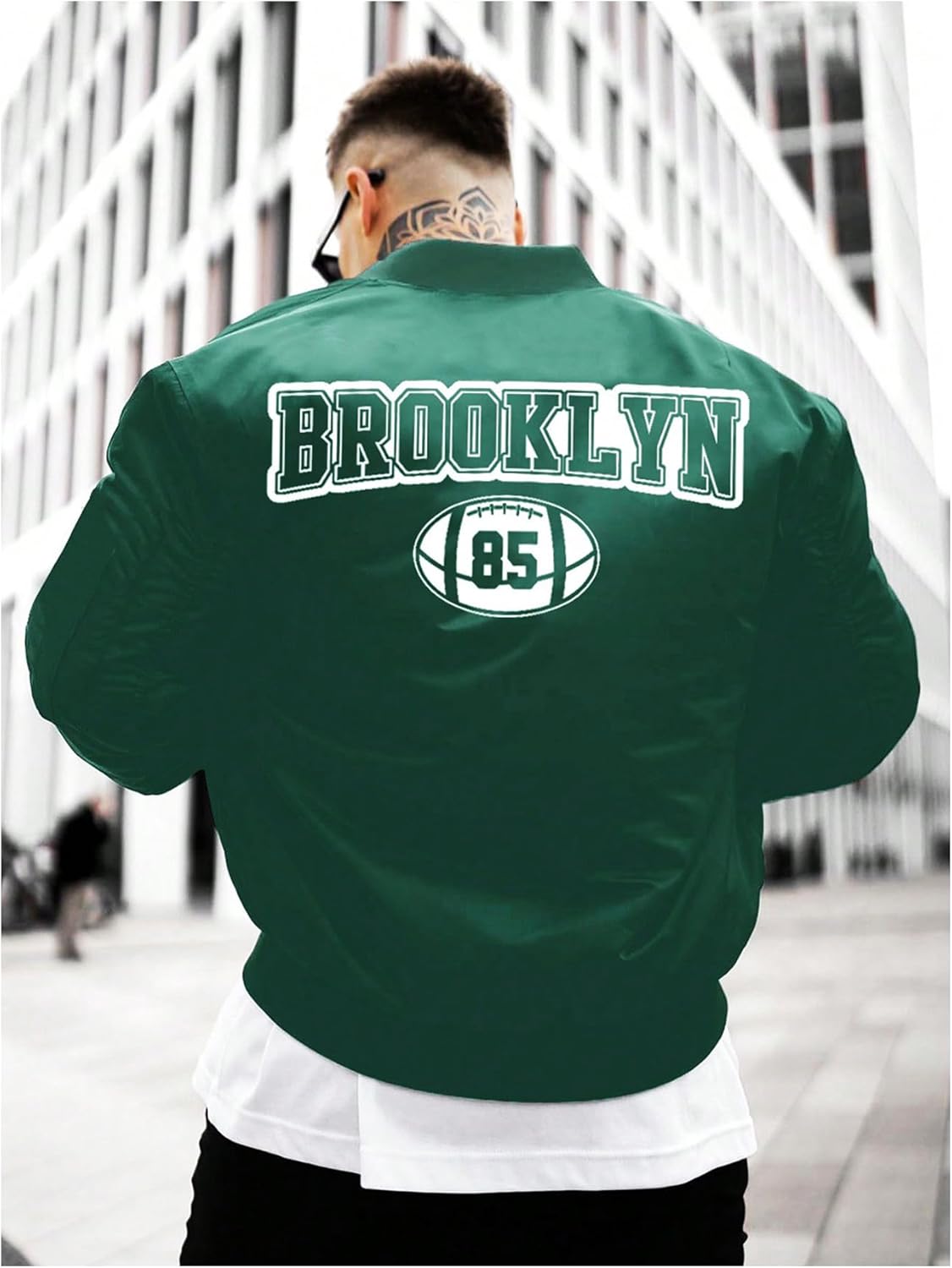 Men's Letter Graphic Varsity Jacket Letterman Long Sleeve Bomber Zip Up Baseball Jackets Coats Streetwear - Image 2