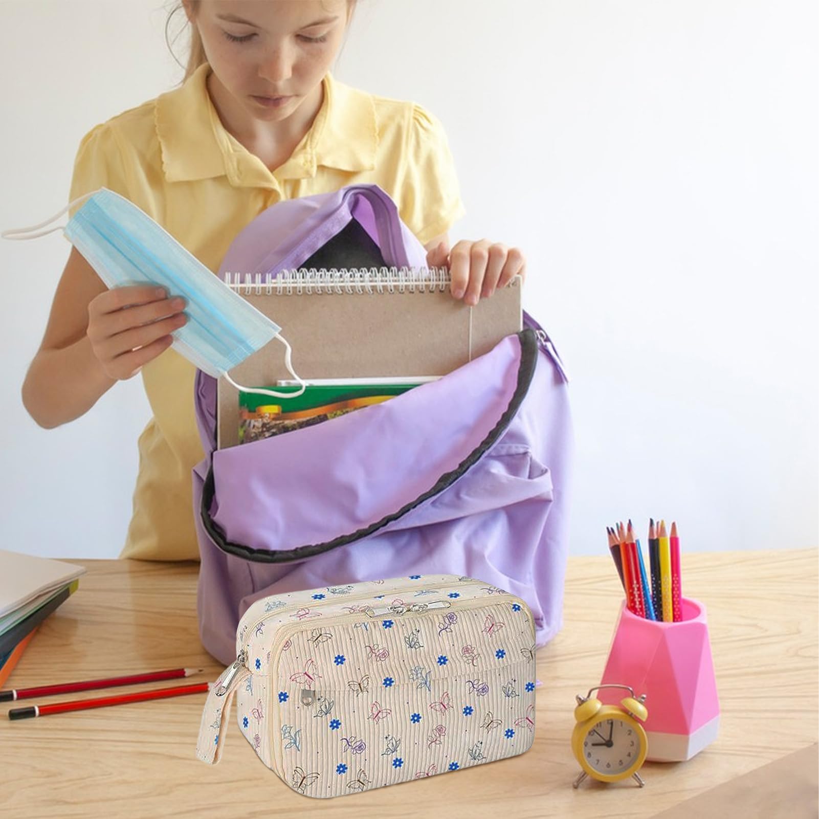 Astuccio Scolastico Grande Portapenne | Organizzatore Multiuso per Cancelleria con Cerniera Lampo e Scomparti per Scuola Ufficio Viaggio Ragazzi Adolescenti