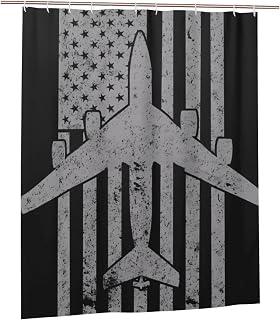 Kc-135 Stratotanker Military Tanker Aircraft Vintage Flag Shower Curtain Waterproof Shower Curtains for Bathroom Decor Bathtub with 12 Plastic Hooks 60x72 Inch