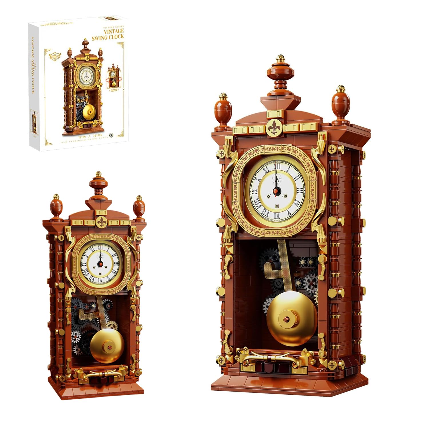 Vintage Pendulum Building Blocks Kit, 751 PCS Pendulum Bricks Model Set, DIY Creative Construction Building Block Model, Unique Collectible for Home Decor, Creative Gifts for Adults and Teens
