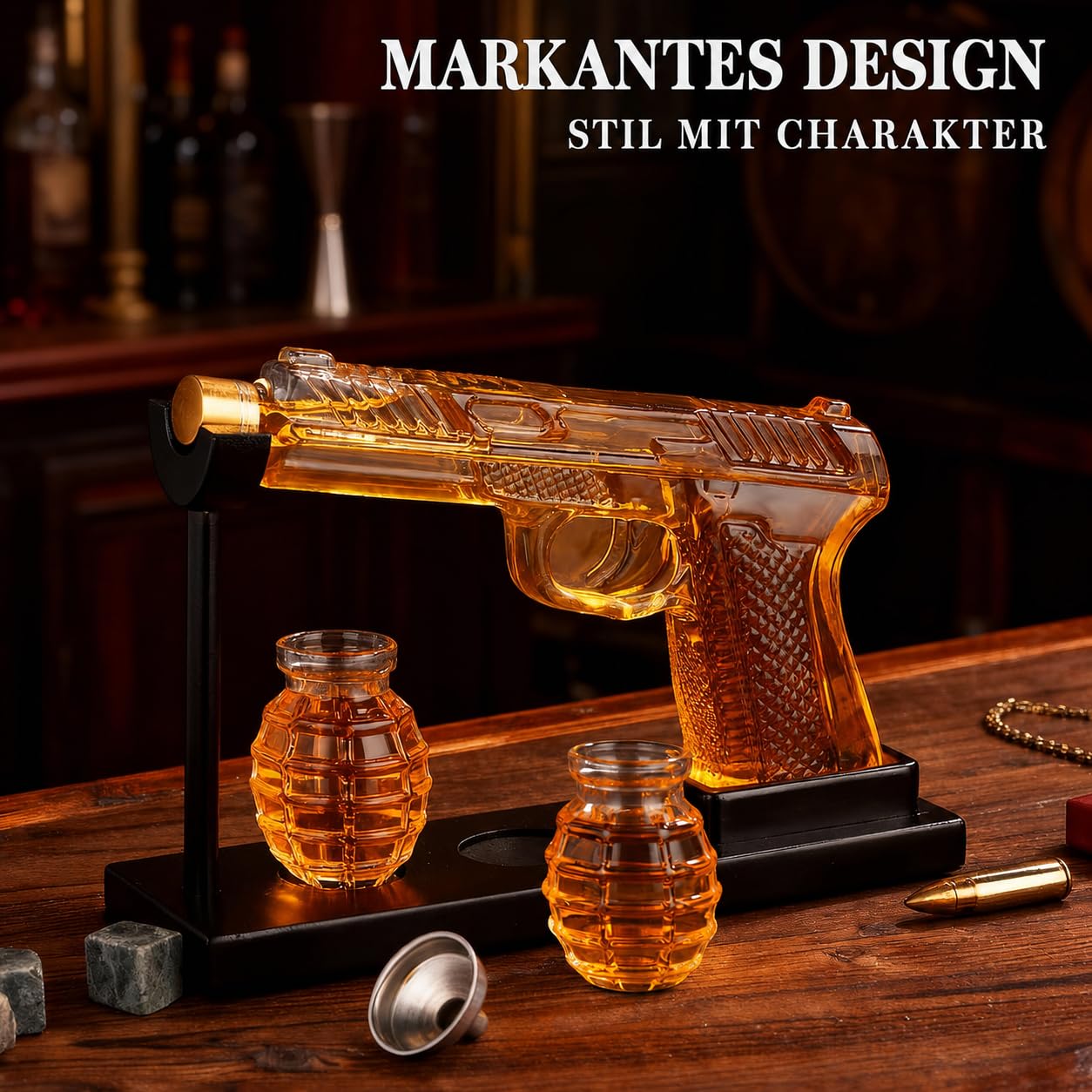 Oaksea Whisky-Karaffe Set mit 2 Gläsern, Geschenk für Männer, Papa
