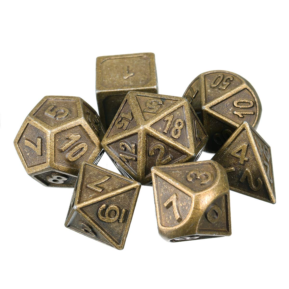 7 szt. tłoczone ciężkie metalowe kości z wielościennego metalu Rpg zestaw kości z torbą