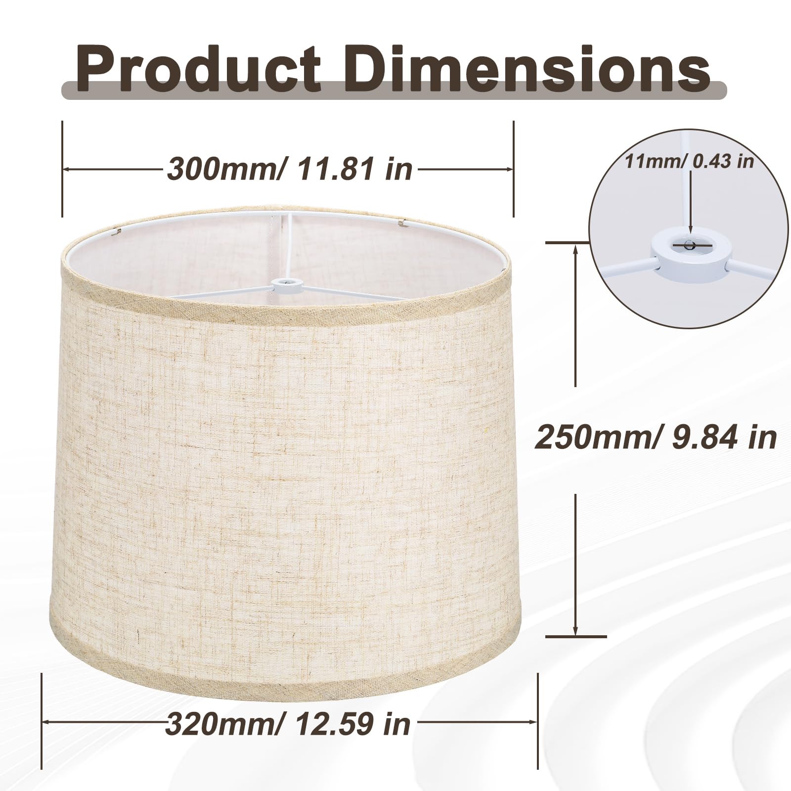 Drum Linen - Paralume a forma di ragno, 2 pezzi, 30,5 x 33 x 25,4 cm, colore: Beige
