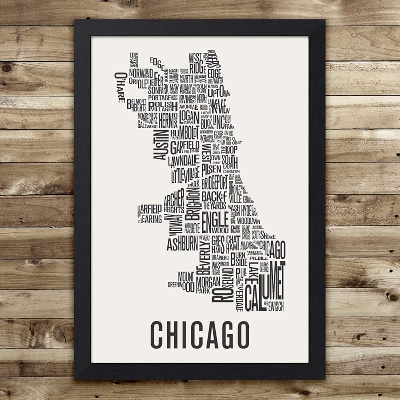 Chicago Neighborhood Map Print, Chicago Wall Art, Map Wall