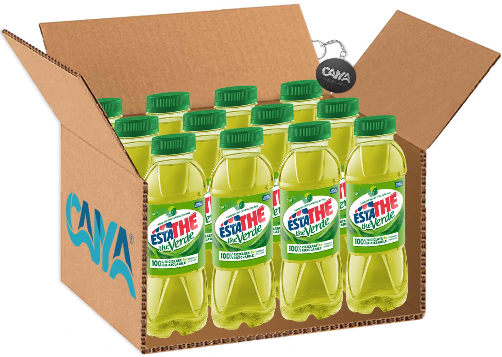 Estathe' The Verde Vero Infuso di Foglie di The 400ml [CAIYA® BOX da 12 Bottiglie]