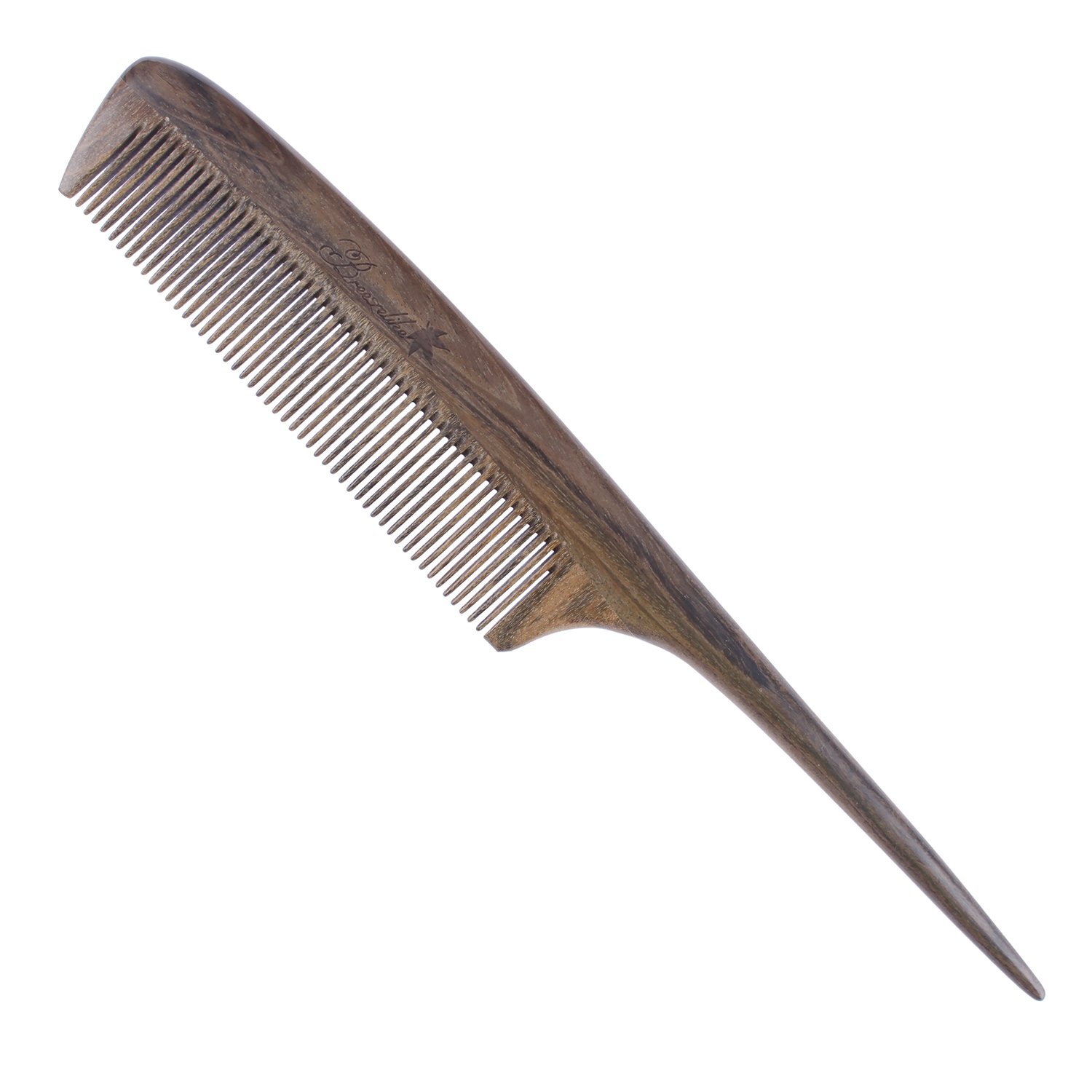 Breezelike Hair Combs - Fine Tooth Chacate Preto Wood Comb - No Static Teasing Tail Comb for Women