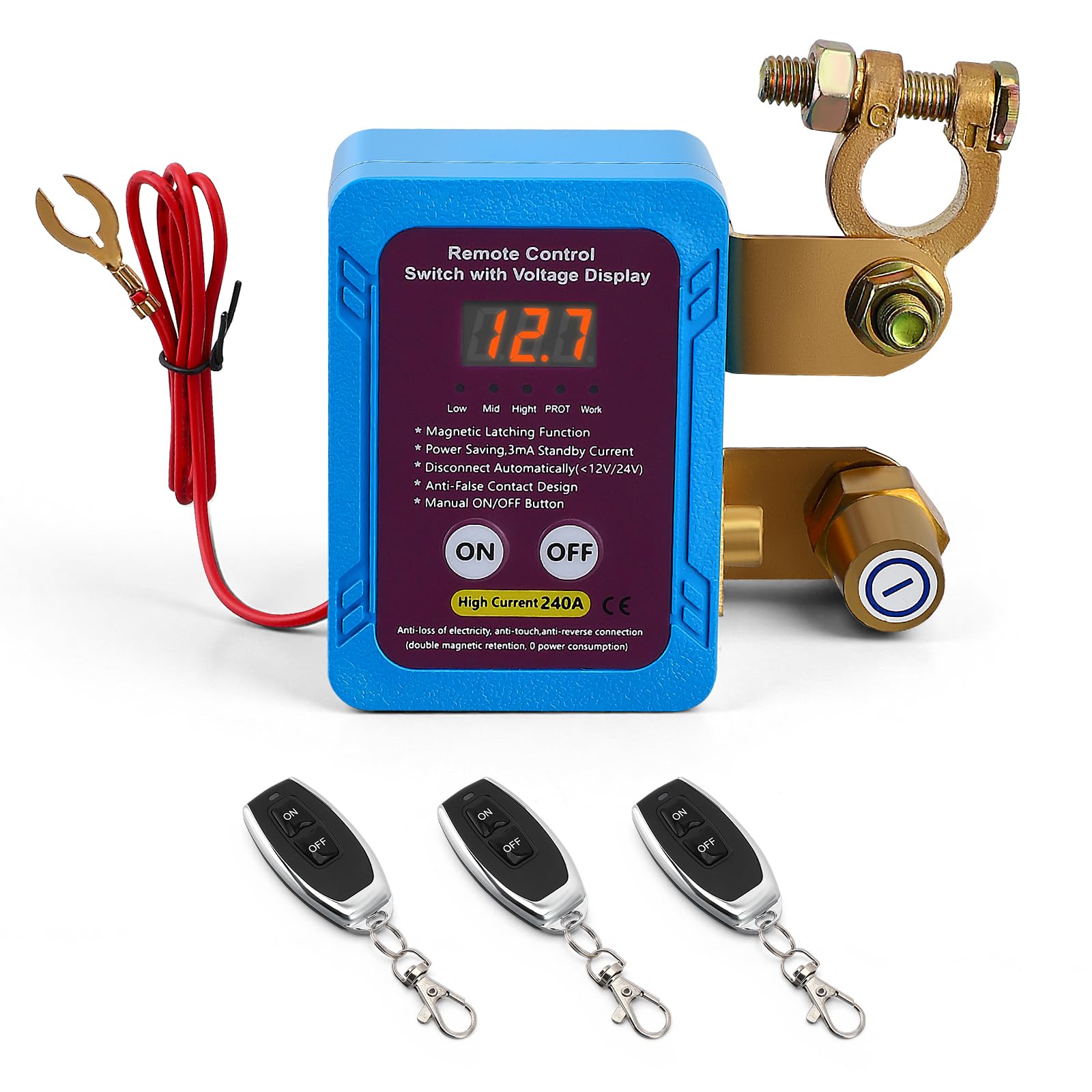 Stacca batteria 12V 240A per Auto, Staccabatteria automatico con Telecomando, Stacca batteria moto automatica, per Auto, ATV, Camion, RV, Barca