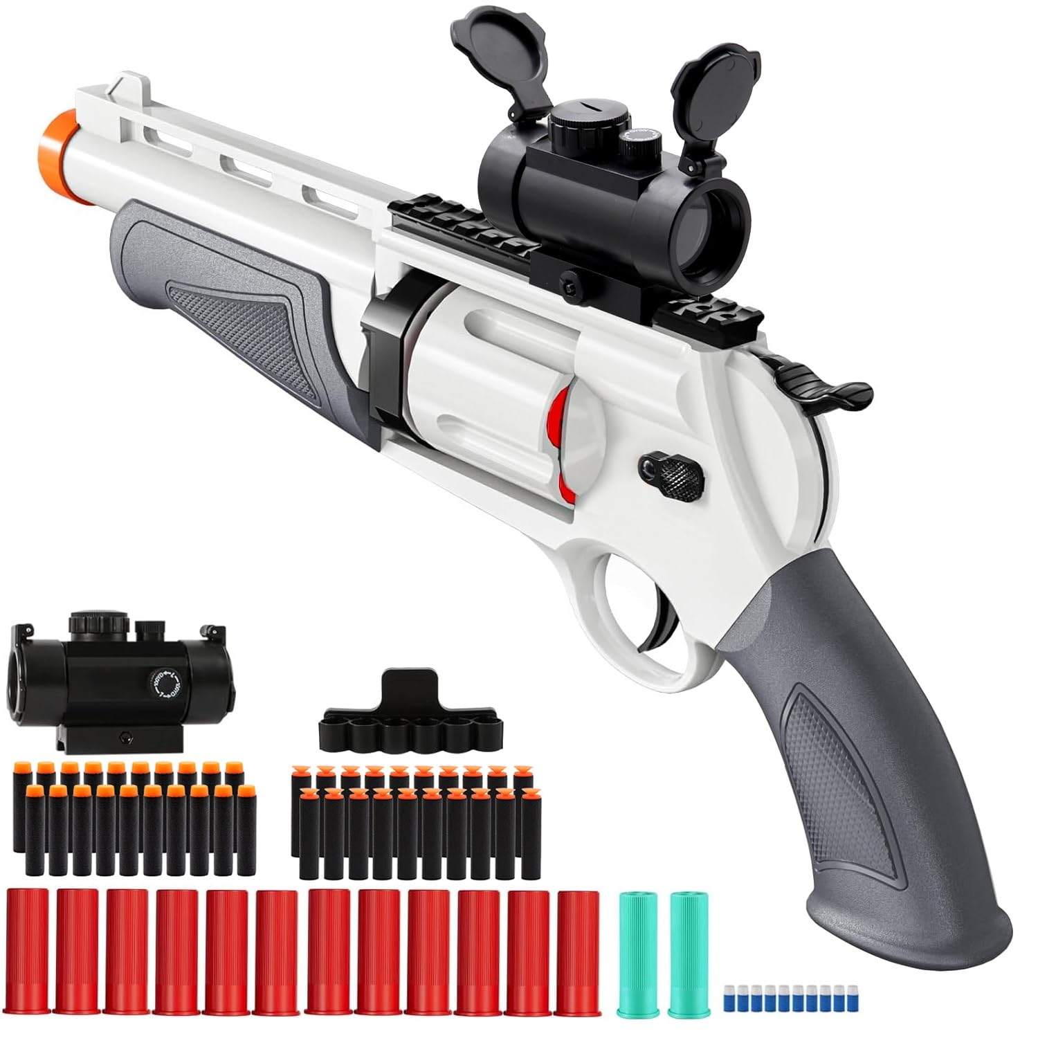 Toy Revolver Gun Toys for 8 9 10 11 12 13+ Year Old Boys Kids, Sports & Outdoor Play Toys Shotgun with Dart Bullet Holder & Scope, Play Toy Guns for Boys 8-13, Gifts for Birthday Halloween