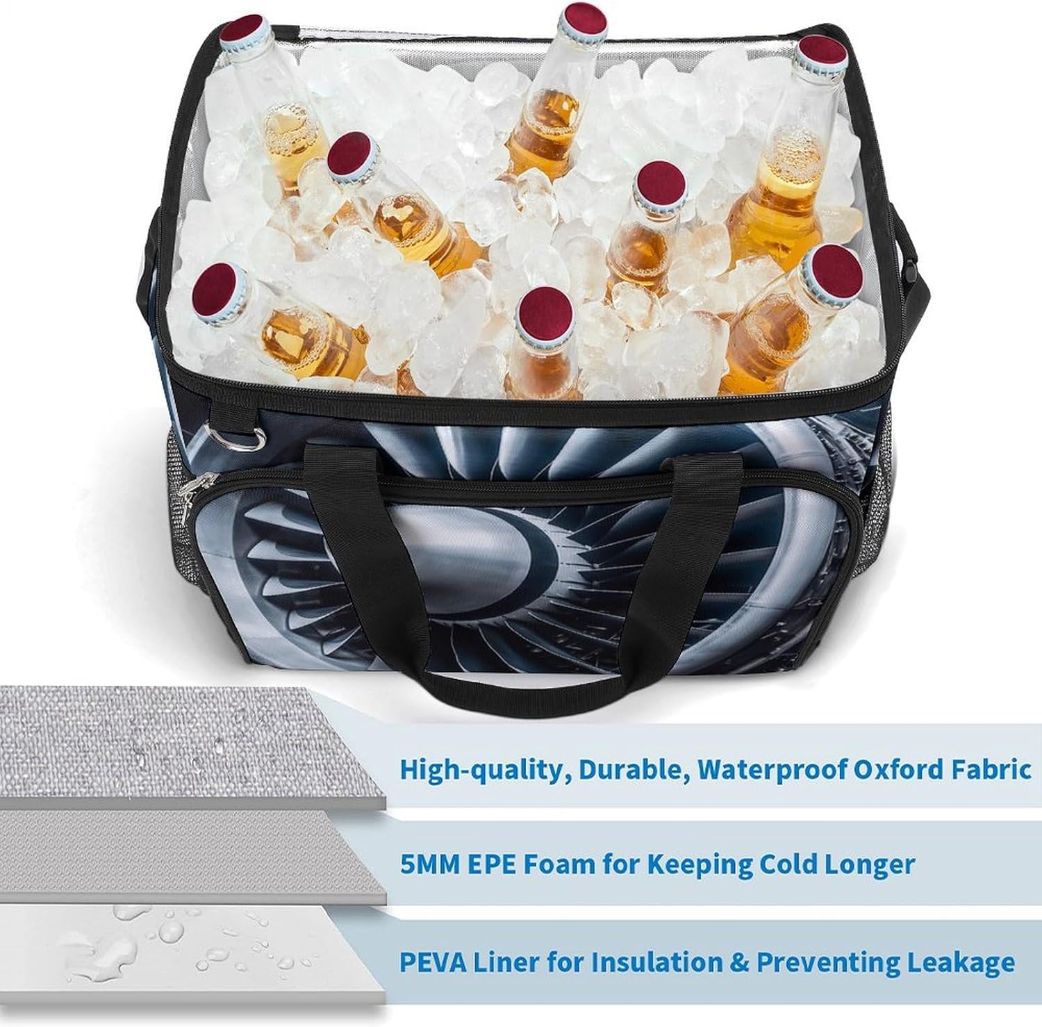 Cooler Bags Insulated for Travel, Jet Engine Print Soft Cooler Bag,Insulated Lunch Bag for Camping/Beach/Outdoor/Picnic