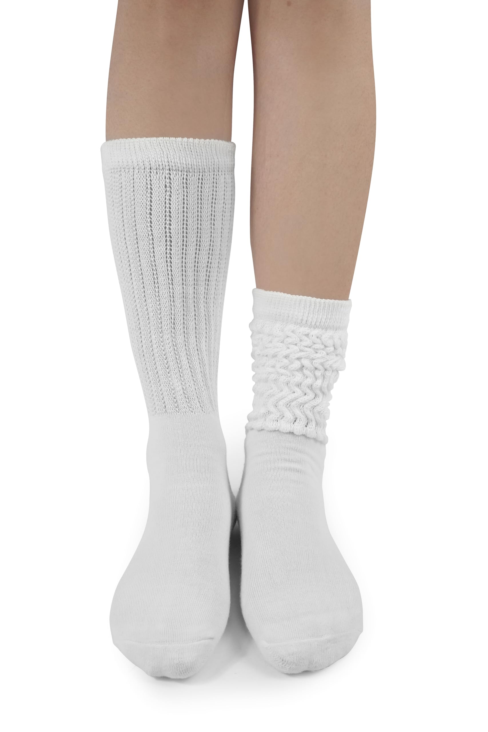 BomKinta Crew Slouch Socks Women - Retro Scrunch Short Sock - Soft Solid Ankle Socks Size 5-11: Black White Grey -3 Paris