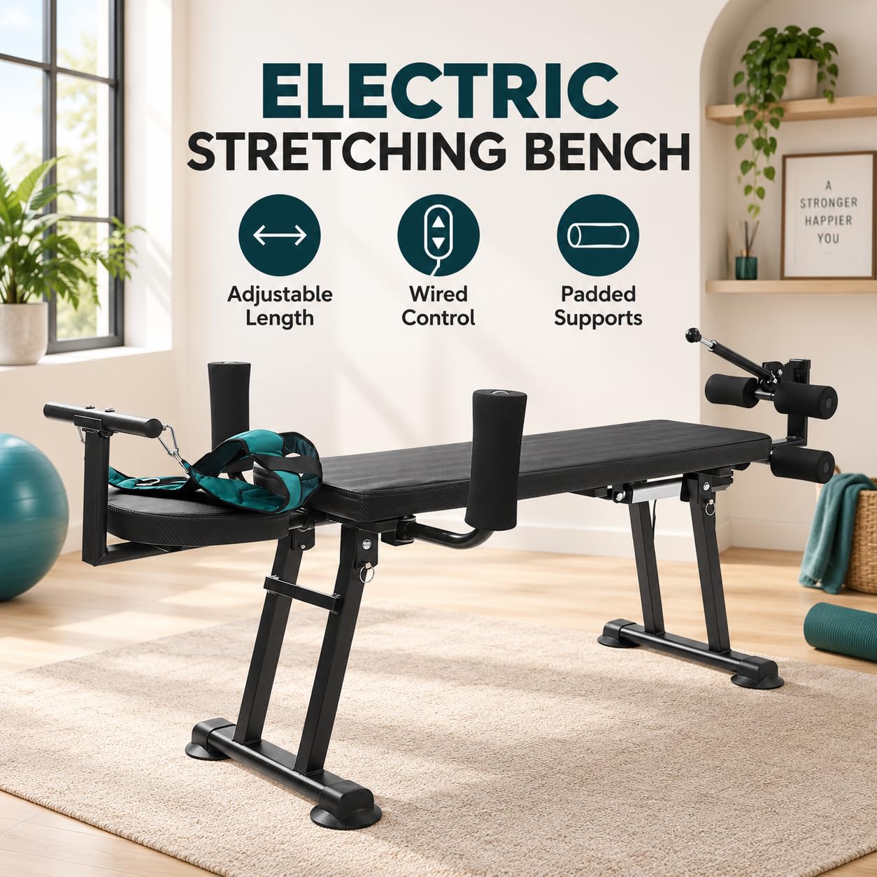 Lit de traction de fitness, table d'inversion réglable, machine électrique extensible avec télécommande, banc de traction, banc de traction, capacité de charge 150 kg, pour gymnases, bureaux, 165-190