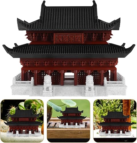 Miniatura 6 de Cabilock Estatua de edificio antiguo de micro paisaje - Modelo de arquitectura oriental, adorno de escritorio, escultura de acuario de pecera