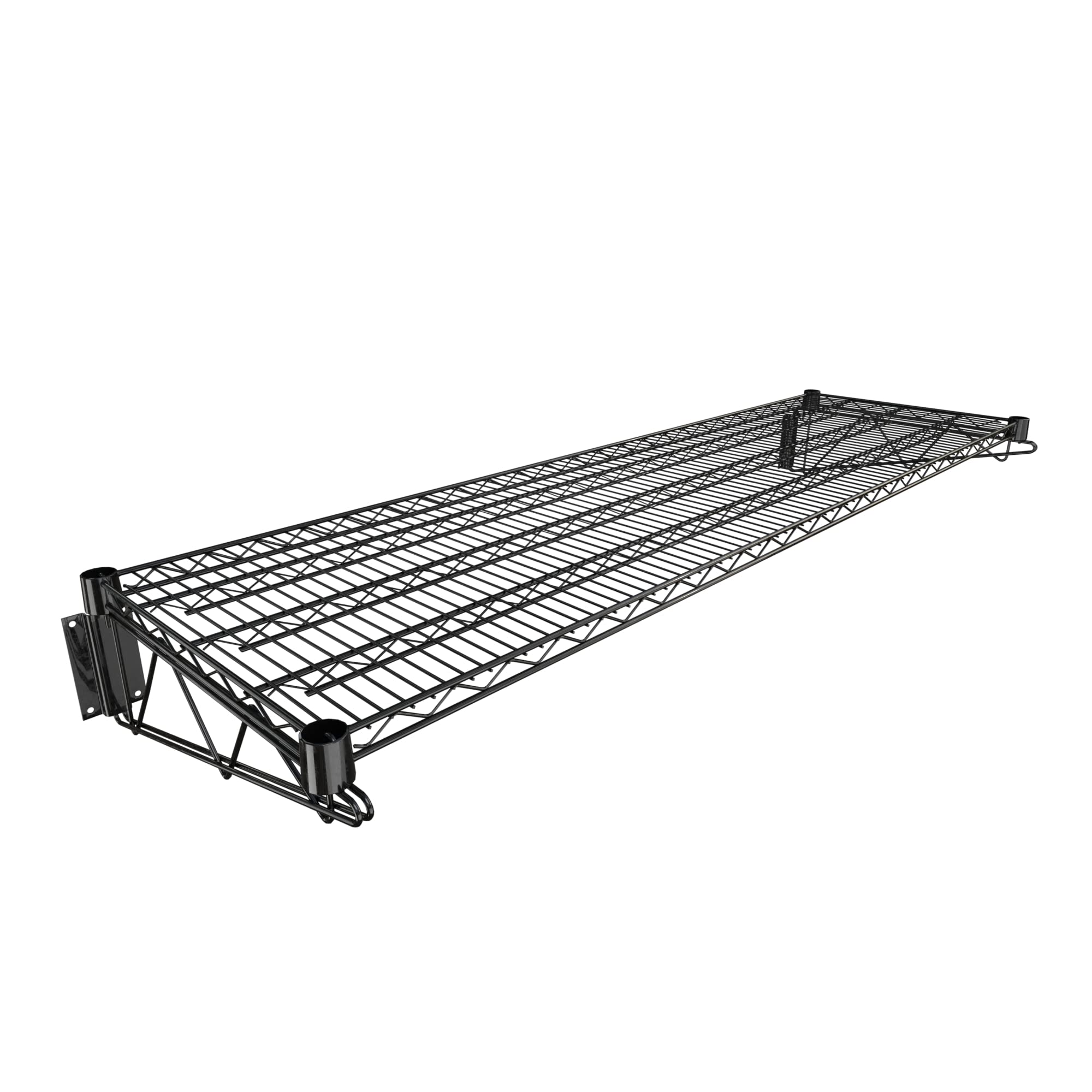 Krollen Industrial 18" x 60" Black Epoxy Wire Wall Mount Shelf