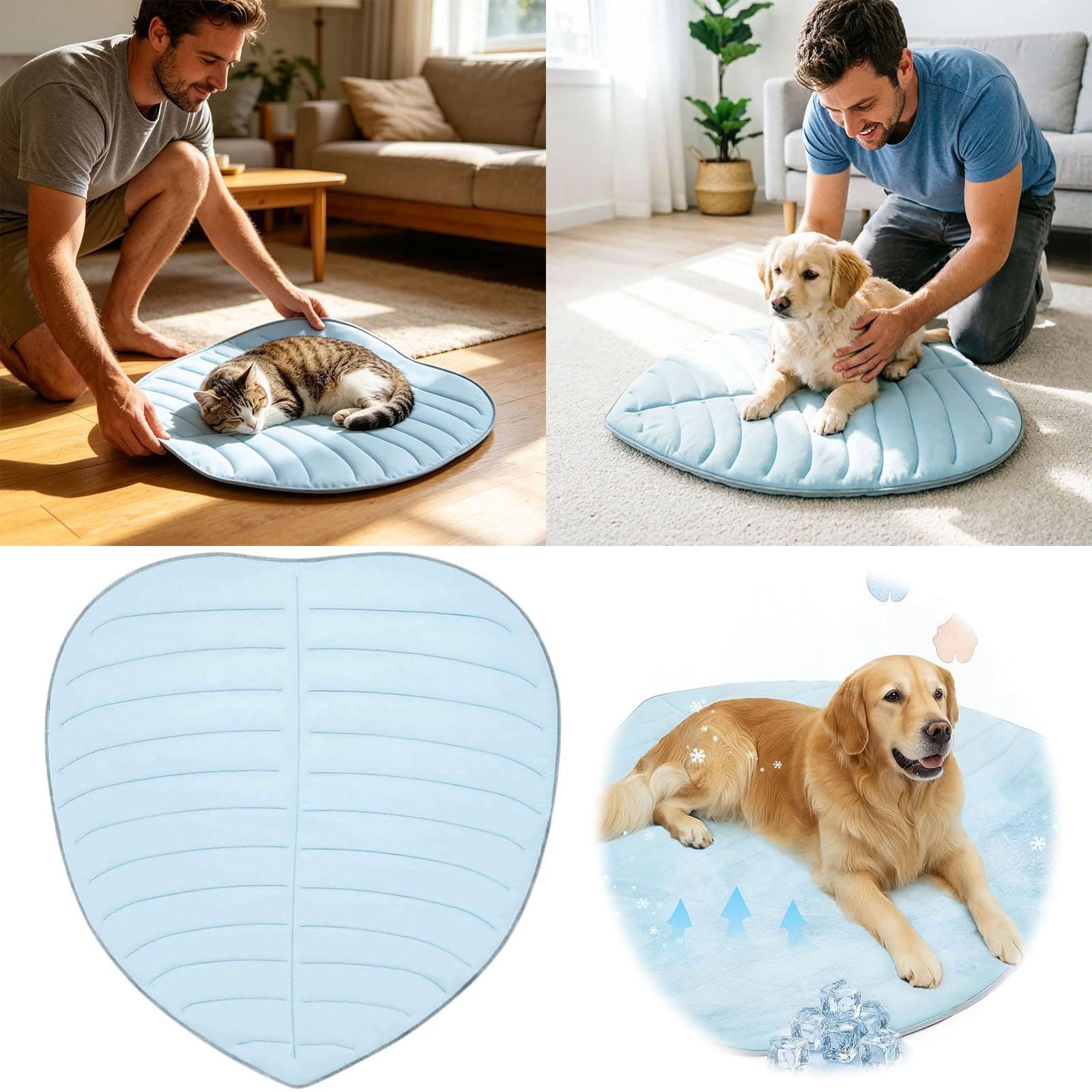 Tappetino Refrigerante Cane,forma di foglia 149x129cm Tappeto Rinfrescante per Cani Gatti, Cuccia Refrigerante Lavabile, Cuscino Raffreddamento in Nel Caldo Estate, per Animali di Piccola Media Grande