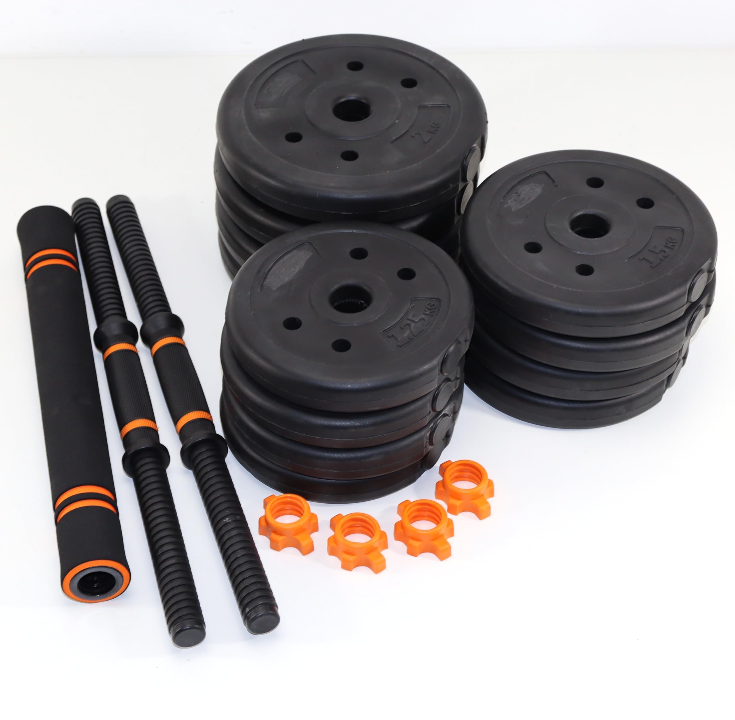 2in1 Hantel-Set verstellbar Langhantel bis 20 kg oder 2x Kurzhantel bis 10 kg bodenschonende Gewichte 1,25 kg, 1,5 kg, 2 kg Hantelstange Krafttraining