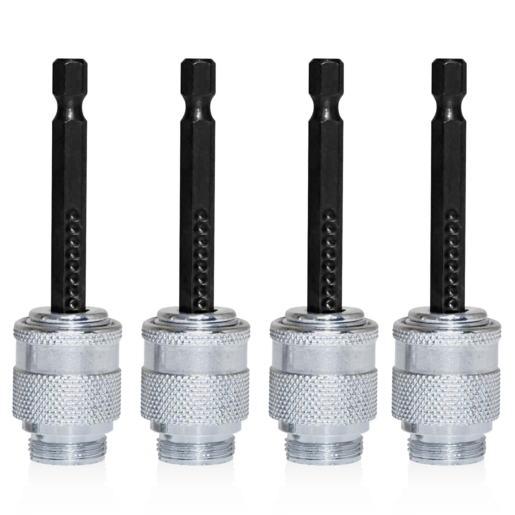 Lot de 4 tiges de connexion pour perceuse avec adaptateurs à dénuder filetage 1,5 cm