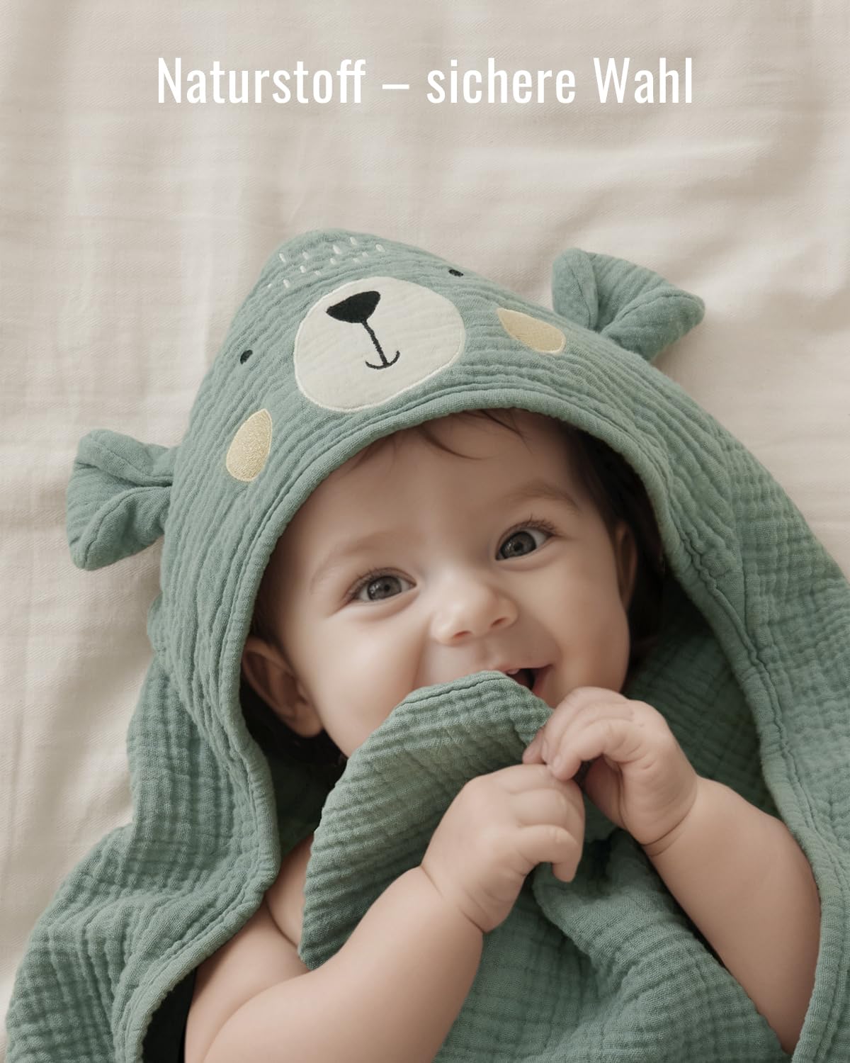 Blissful Diary Cape de Bain Bébé en Muslin – Serviette de Bain Bébé Douce et Absorbante, Sortie de Bain à Capuche, Mixte, 81x81 cm – Dinosaure