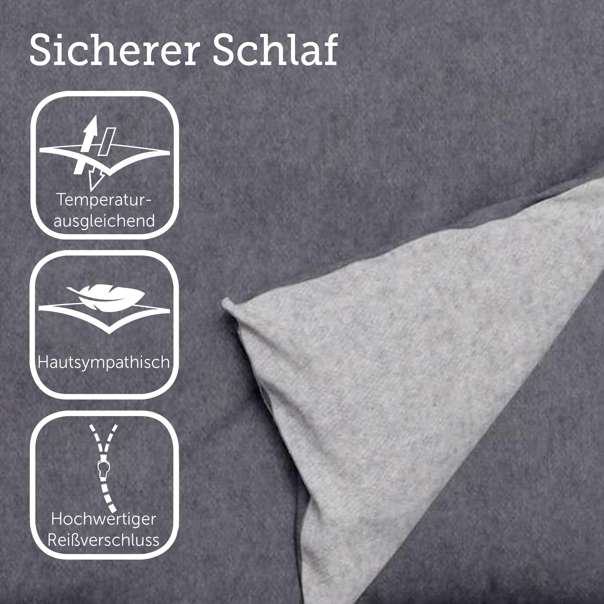 SETEX Wendebettwäsche 135x200 cm - 2-teiliges Bettwäsche-Set in ansprechendem Dunkelgrau-Hellgrau-Design, Inklusive Bettdeckenbezug und Kissenbezug (80x80 cm), Aus 90% Baumwolle/10% Polyester
