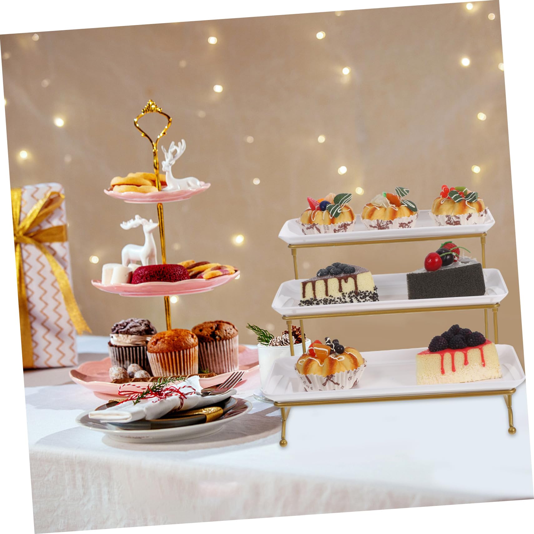 Alzata da dessert bianca per cupcake, vassoio da portata per esposizioni di cibo, feste, buffet e cet, alzate per piatti per eventi