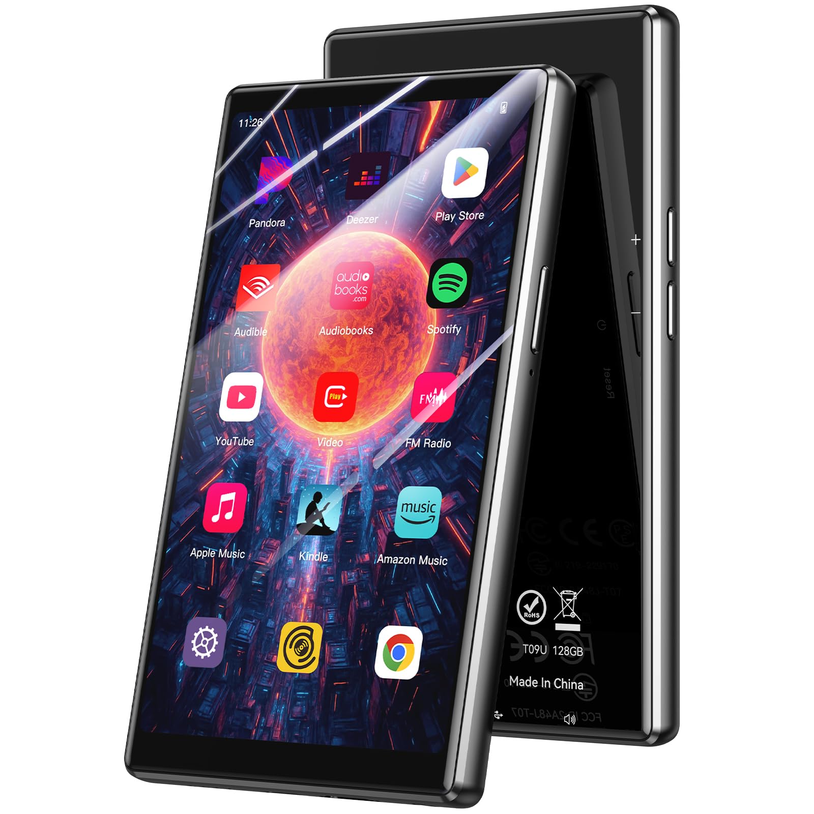 AGPTEK 128GB MP3 Player mit Bluetooth und WLAN, 5 Zoll HD-Touchscreen | Android 13 Musik Player mit Spotify, Audible, Amazon Music, YouTube, MP4-Player für Kinder bis zu 1 TB, Schwarz
