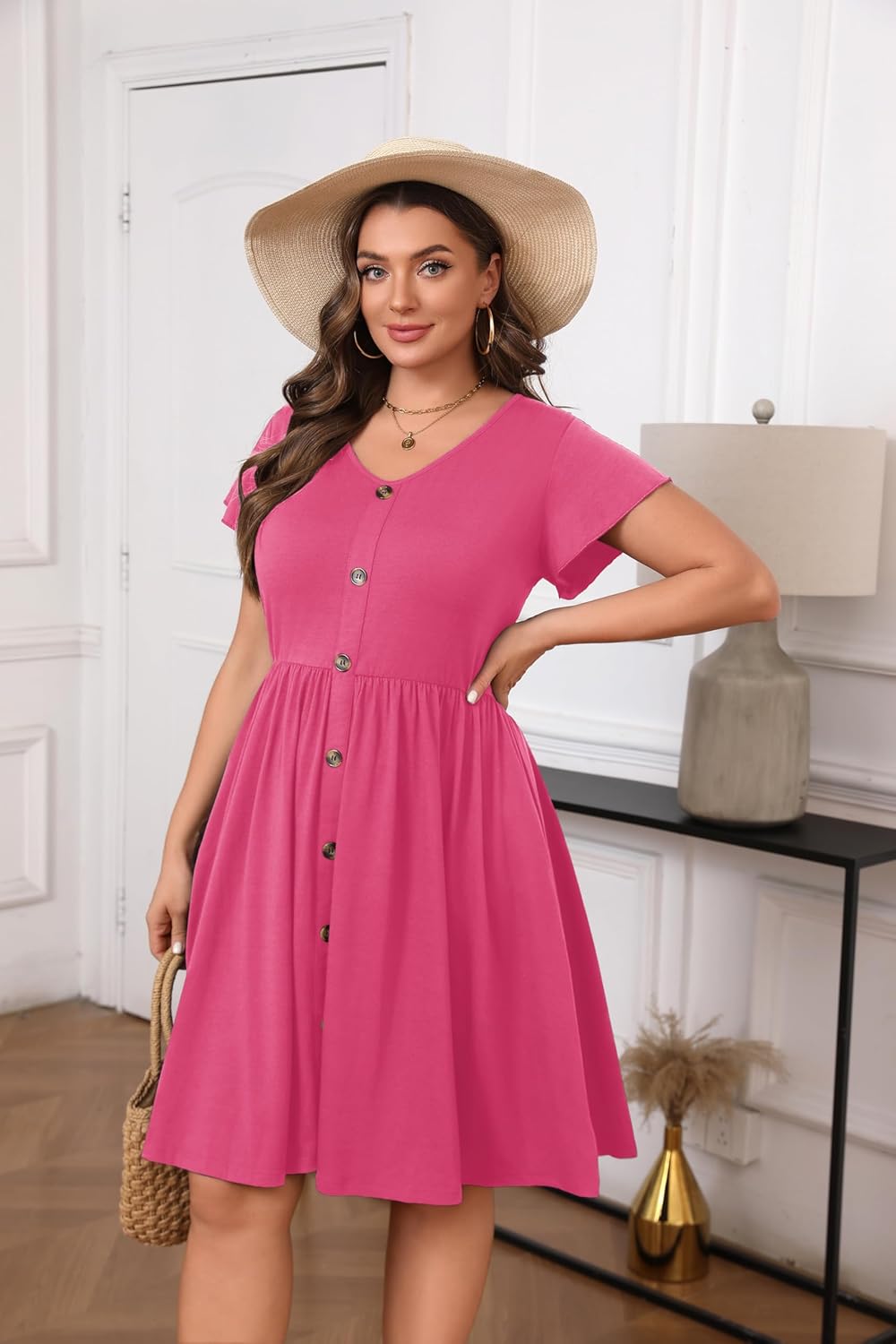 IN'VOLAND Plus Size Summer Dresses for Women Casual Floral A-line Dress Flowy Beach Sundress with Pockets - Image 2