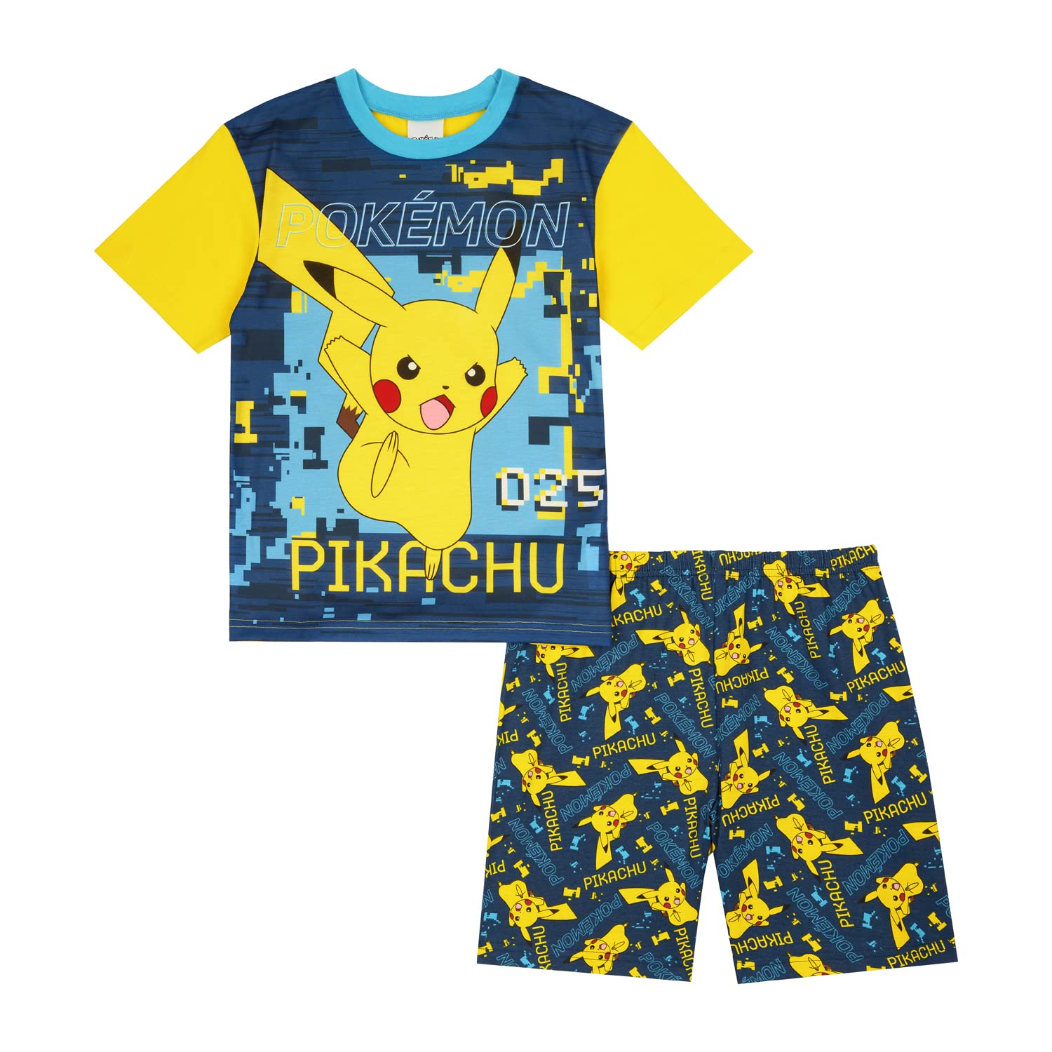 Pokemon Boys Pyjamas, Pikachu Short PJs Set, Ages 6 to 13 Years Old (as8, age, 11_years, 12_years) Yellow