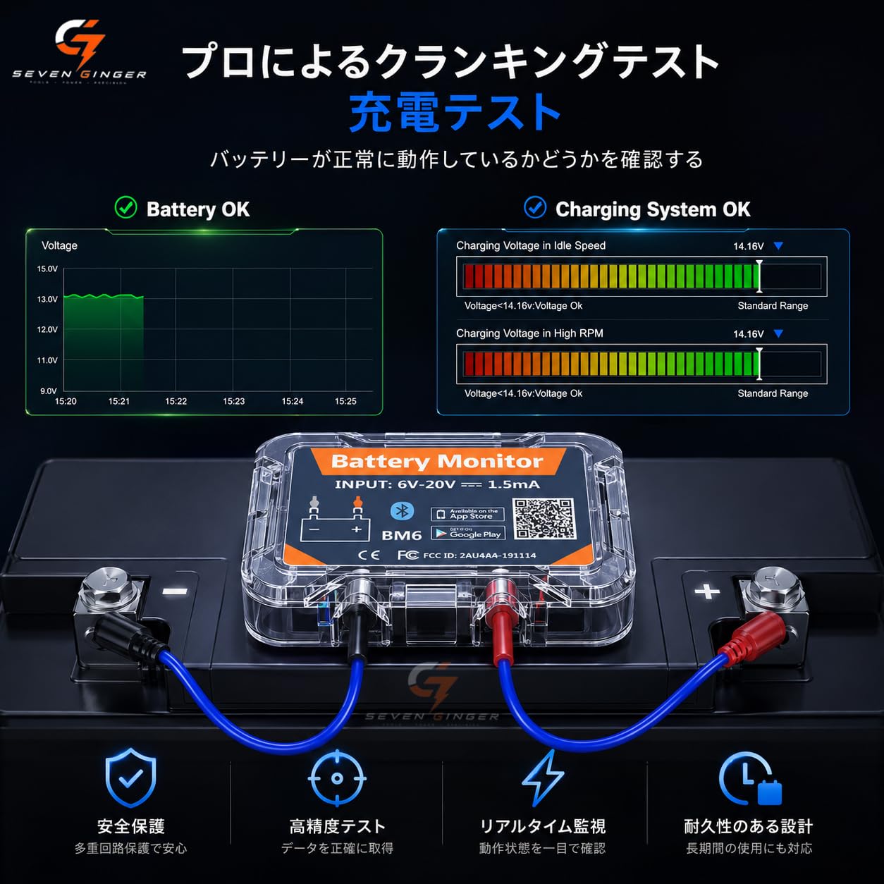Amazon.co.jp: バッテリーモニター 無線 バッテリー診断機 12V 起動と