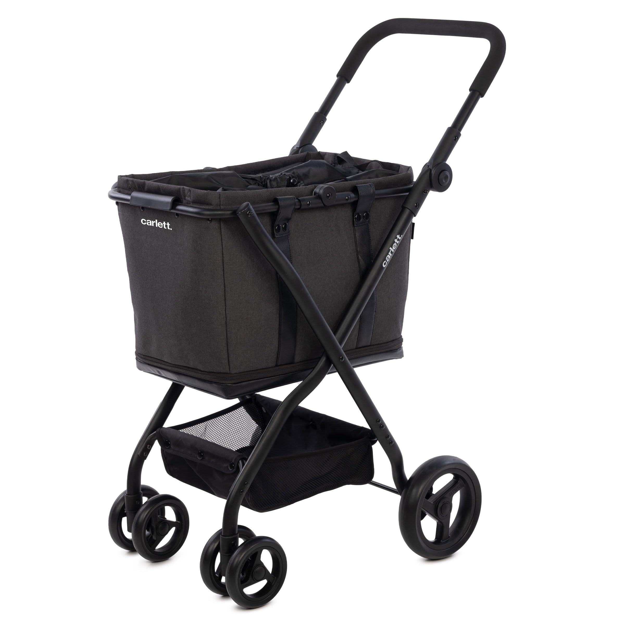 Carlett - Cube S Volcano Noir | Kompakter e Robusto | Abnehmbare Aufbewahrungstasche | Abnehmbare Räder um 360° | Einkaufstasche Estraibile in Borsa | Design Urbano