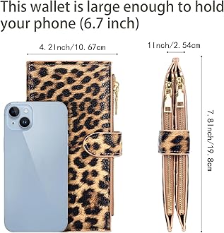 Coco Rossi Womens RFID Blocking Glitter Leather Multi Card Organizer Bifold Black Wallet with Zipper Pocket,light leopard, light leopard, Large