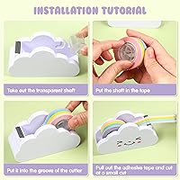Vista 3 de Dispensador de cinta en la nube, cortador de papel Washi, dispensador de dibujos animados con cinta arcoíris para el hogar, escuela, oficina