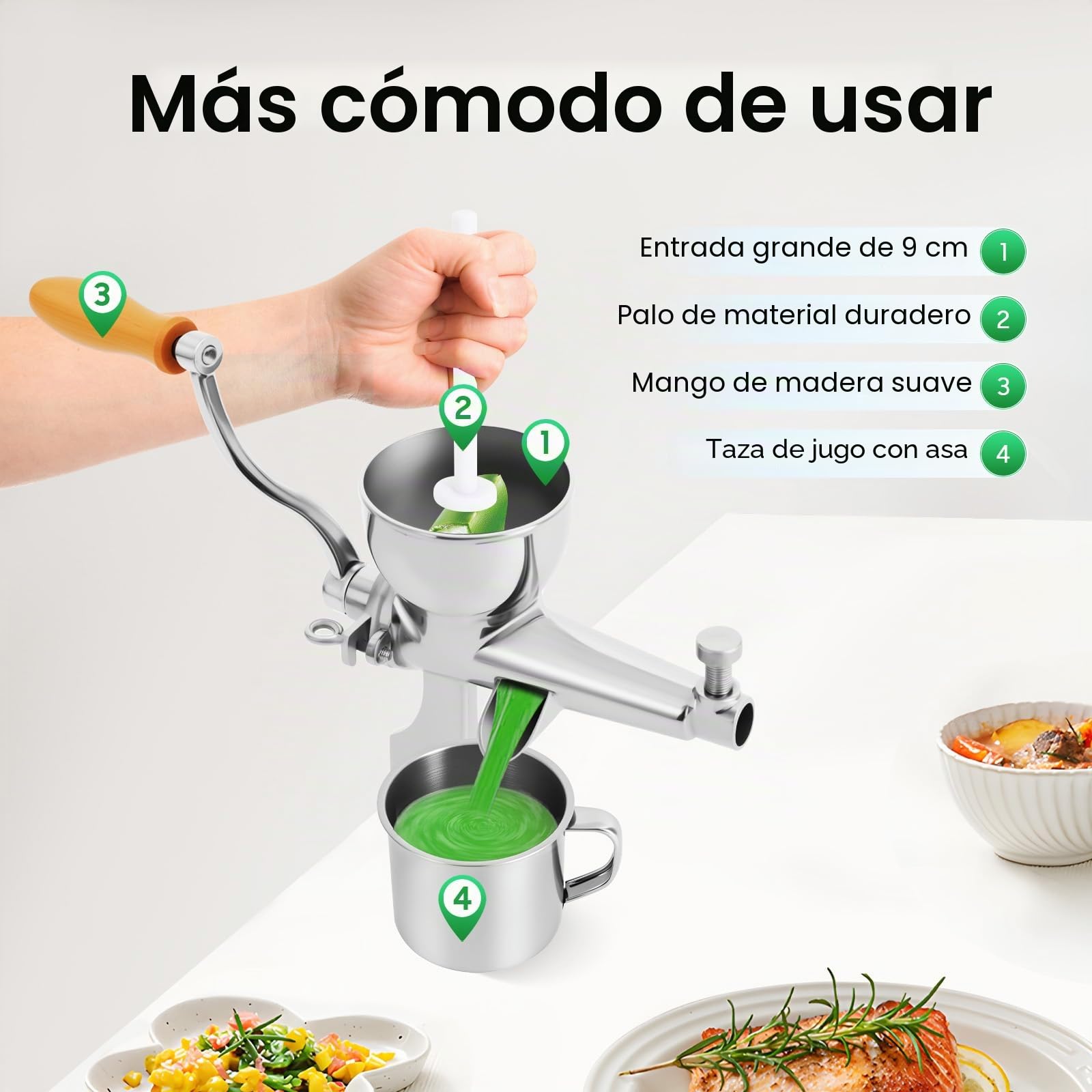 Exprimidor manual exprimidor de hierba de trigo exprimidor de acero inoxidable exprimidor de frutas vegetales filtro rápido para frutas, verduras, jengibre, granada
