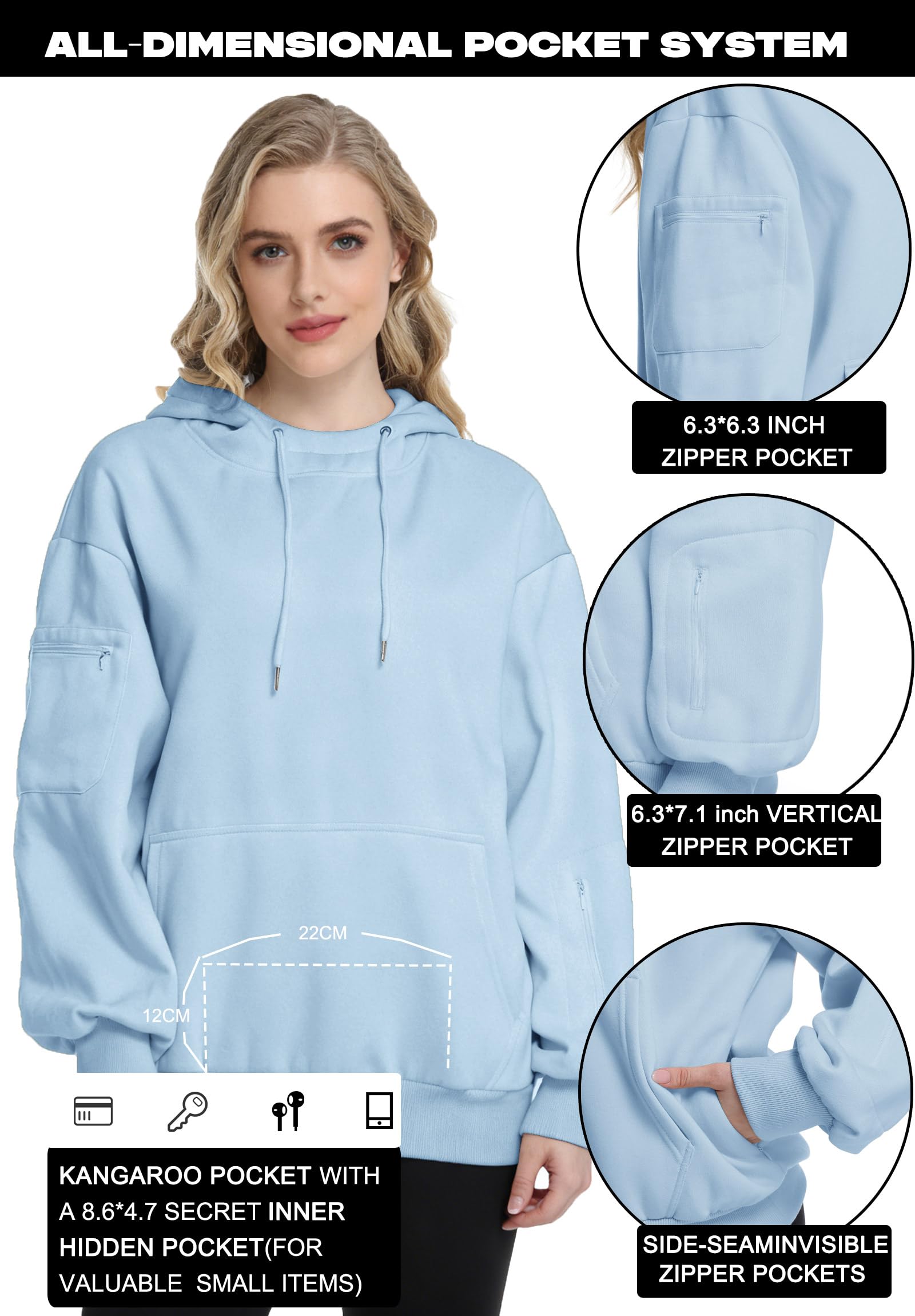Unisex Oversize Hoodie mit Schlafmaske Fleece Pullover Winter