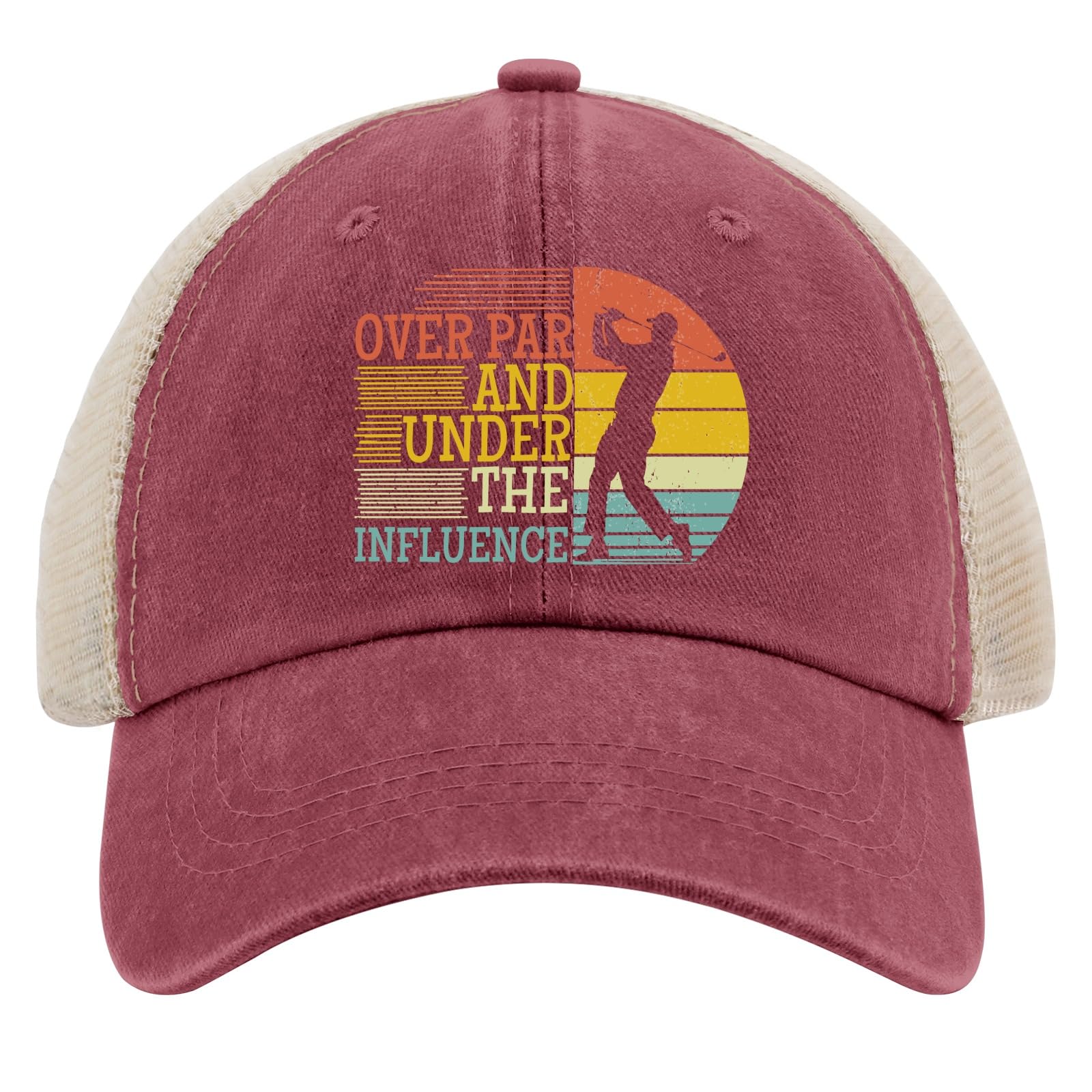Over Par and Under The Influence Hats for Womens Funny Golfer Baseball Caps Classic Washed Running
