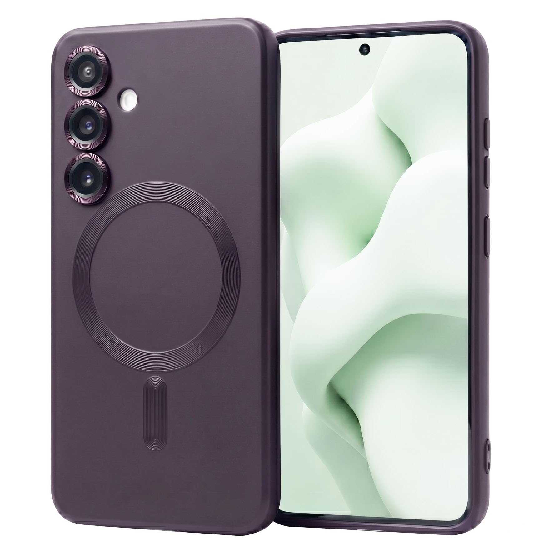 amazon basics Premium Mag-Safe Case for Samsung Galaxy A54 5G | Shockproof & Anti-Scratch Cover | Soft Silicone with Wireless Charging | Camera Lens Guard - Purple