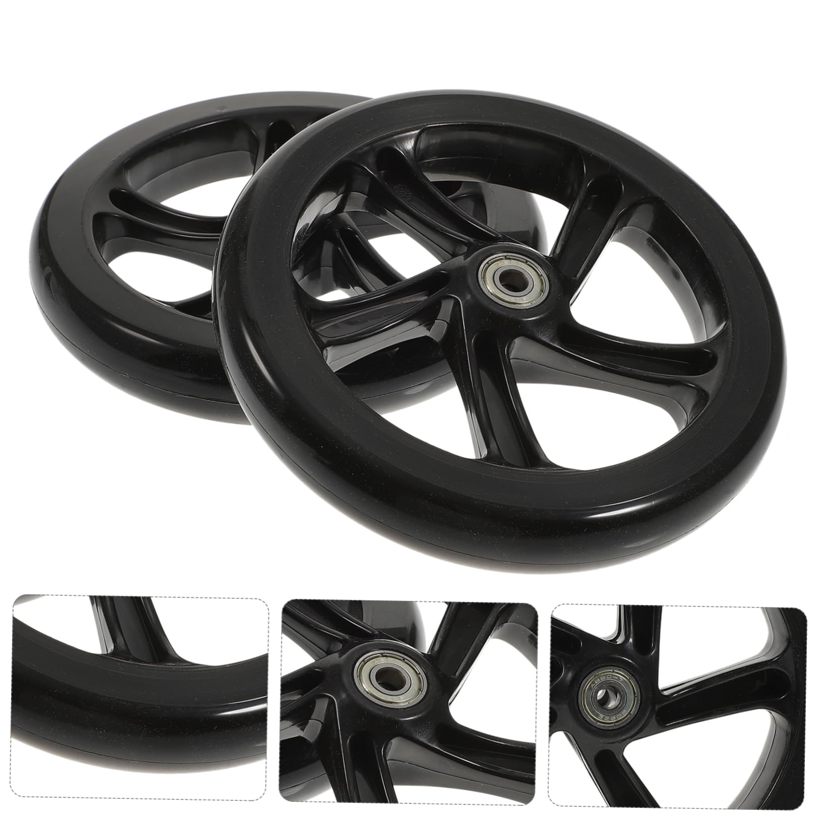 180mm PU Rollerräder für Elektroroller, 2 Stück, Schwarz