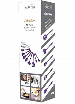 Valletta Salvatore 10 Piece Purple Heat Resistant Fireproof Nonstick Silicone Spatula Set - VLT1156