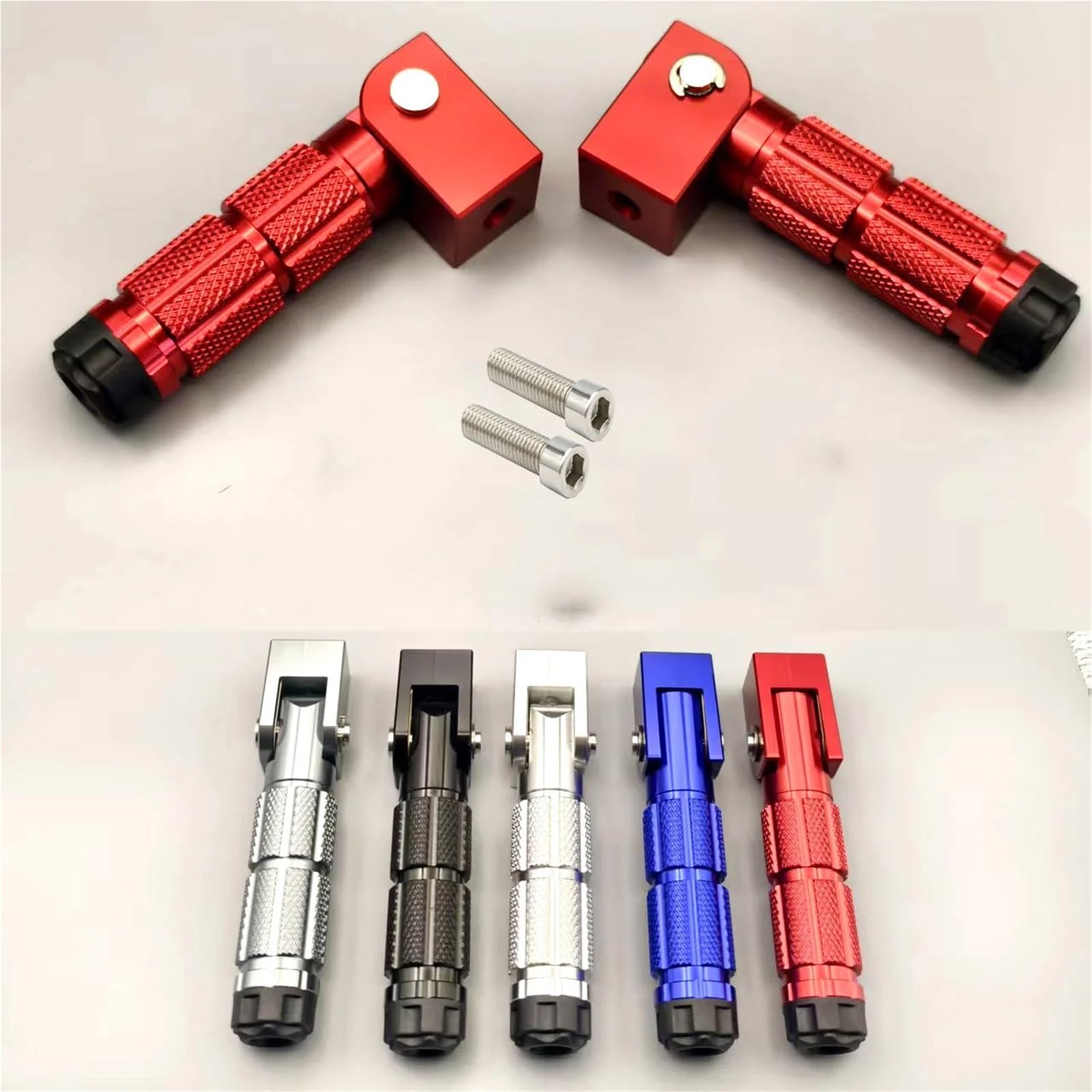 wspornik Pedały Podnóżek motocyklowy 8mm Uniwersalny składany podnóżek kompatybilny z motocyklami, rowerami, pojazdami, motorowerami, kartami, skuterami(Red)
